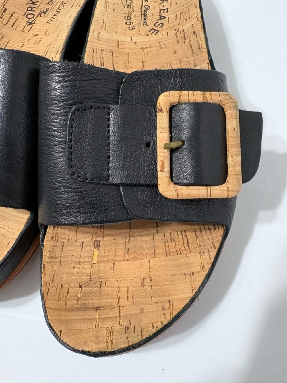 Kork-Ease Tutsi
Buckle Black Leather Slide Summer Comfort Sandals. Cork Footbed - Picture 4 of 14